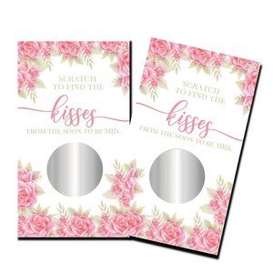 Bridal Shower games - Kisses - 50 Sratch Off Cards - Bachelorette PArty